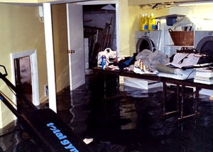 A laundry room flood in Redding, with several feet of water flooded in.